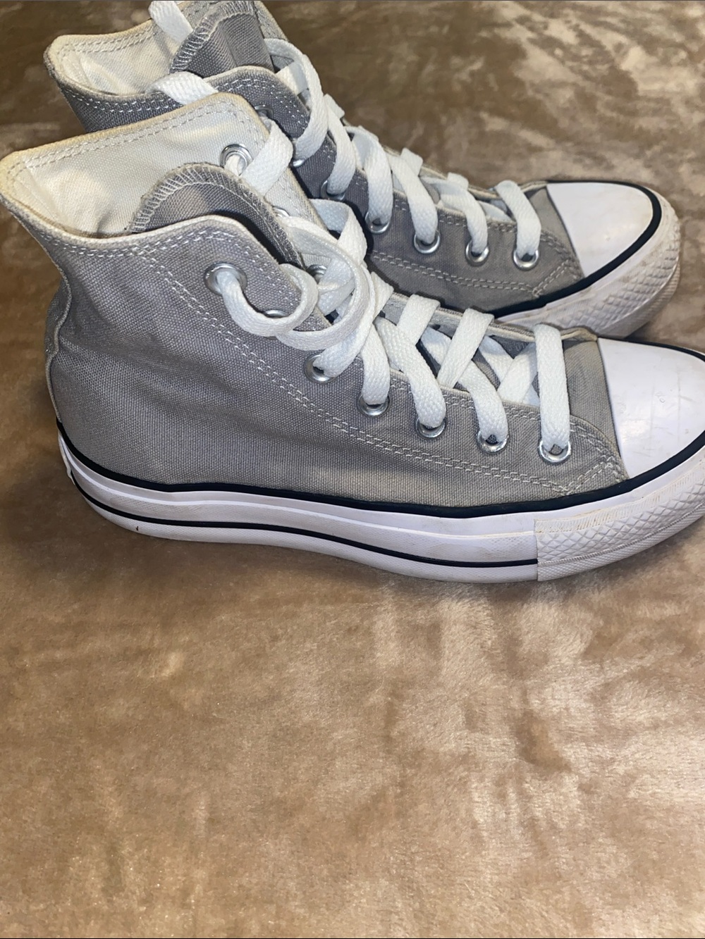 Converse All Star Classic High-Top Canvas Athletic Sneakers in Light Gray